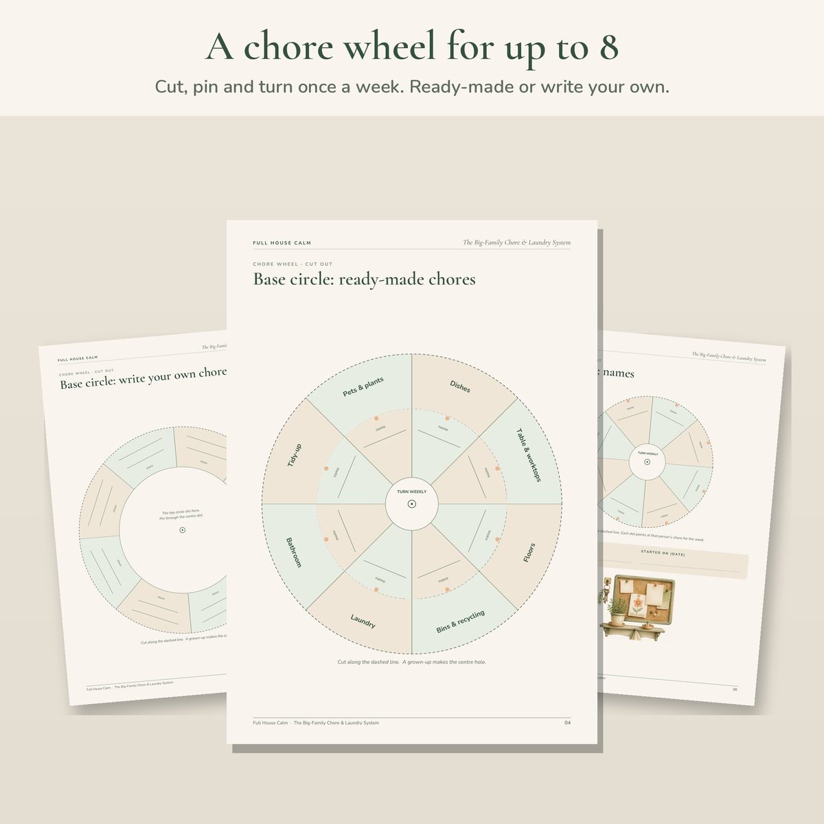 The two-part chore wheel for up to 8 people