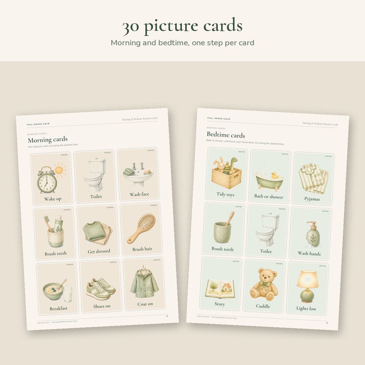 Morning and bedtime picture cards