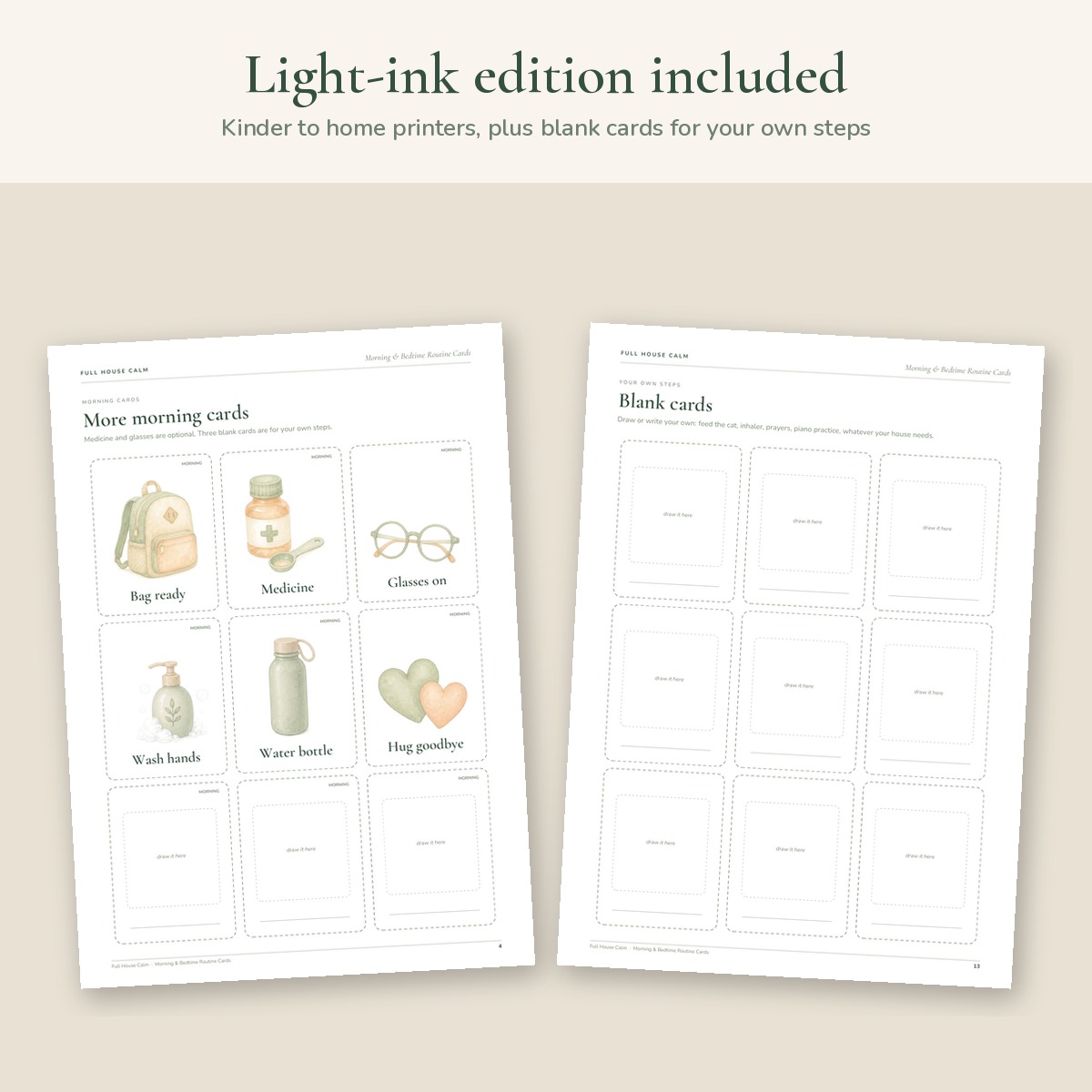 Blank cards in the light-ink edition